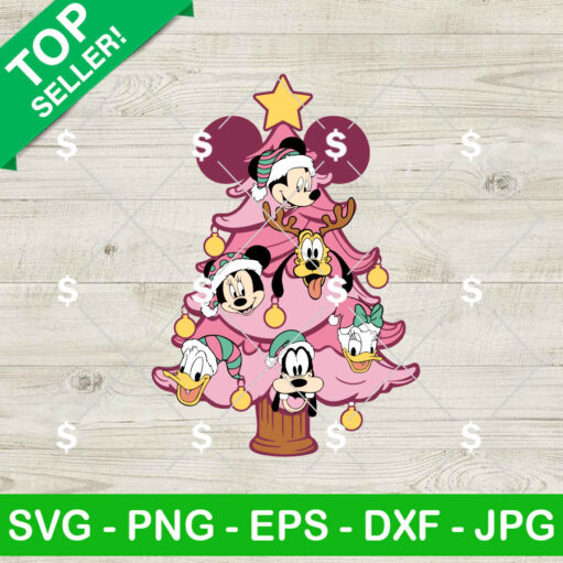 Mouse And Friends Pink Christmas SVG