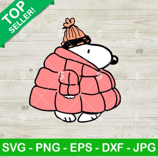 Pink Puffer Jacket Snoopy SVG, Noah Kahan Northern Attitude Snoopy SVG, Funny Snoopy Puffy Coat SVG