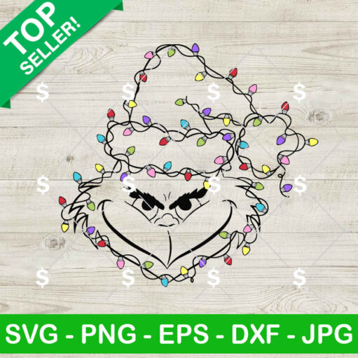 Grinch Face Christmas Light SVG