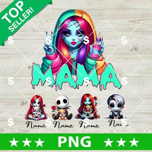 Sally Skellington Mama And Kids PNG