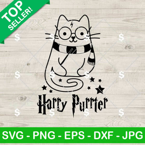 Funny Harry Purrter SVG, Harry Potter Wizard Cat SVG, Wizard Cat SVG