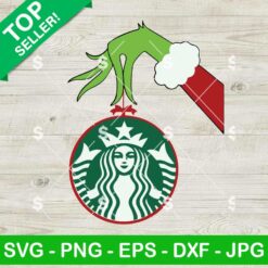 Grinch hand Holding Starbucks Coffee Logo SVG