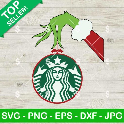 Grinch hand Holding Starbucks Coffee Logo SVG