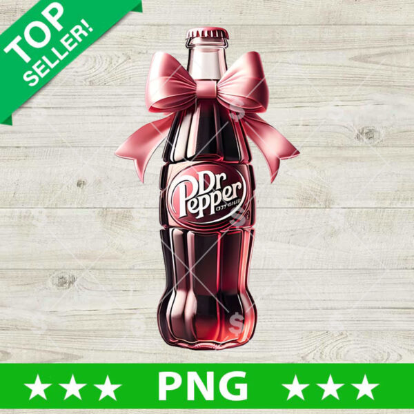 Dr Pepper Bottle with Coquette Bow PNG, Dr Pepper PNG, Dr Pepper Coffee Sublimation PNG