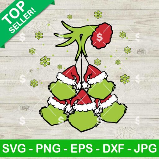 Grinch Hand Holding Five Face SVG