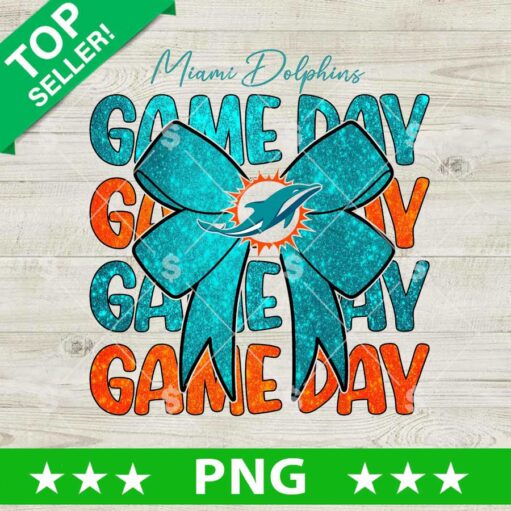 Miami Dolphins Game Day Coquette Bow PNG