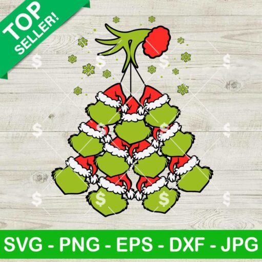 Grinch Hand Holding 14 Head SVG