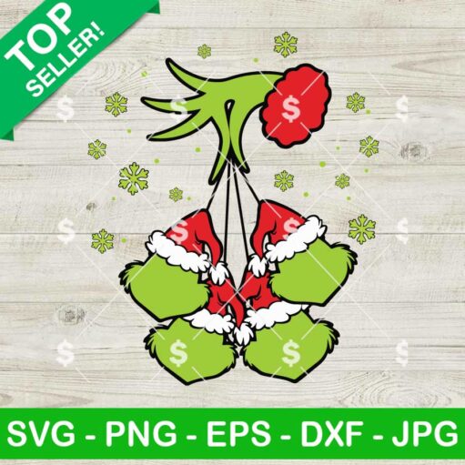 Grinch Hand Holding Four face SVG