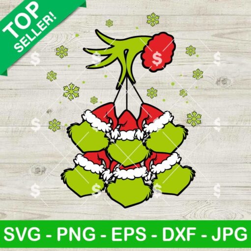 Grinch hand Holding Six Face SVG