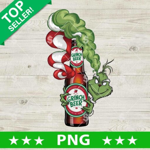 Grinch Christmas Beer Bottle PNG