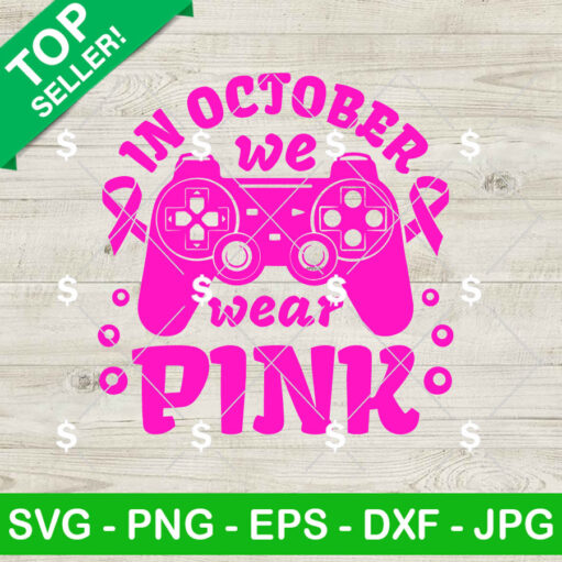 In October We Wear Pink Game Controller SVG