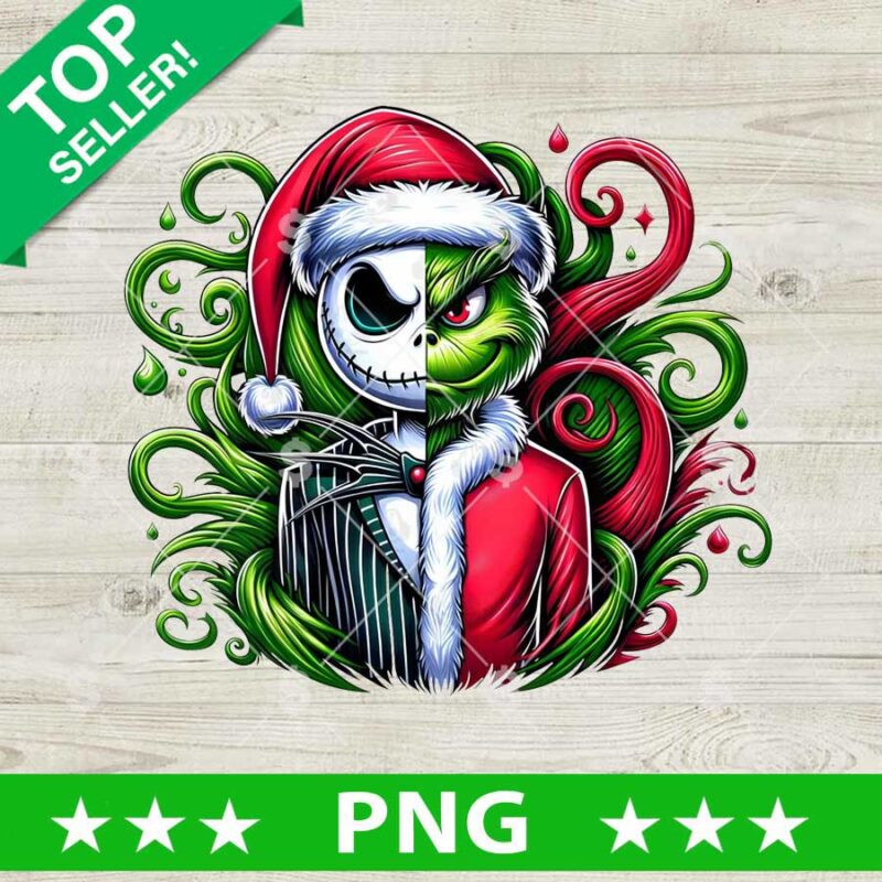 Grinch Jack Skellington Halb Gesicht Weihnachten Horror Vintage
