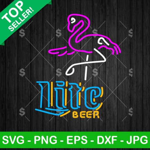 Miller Lite Beer Flamingo Neon SVG