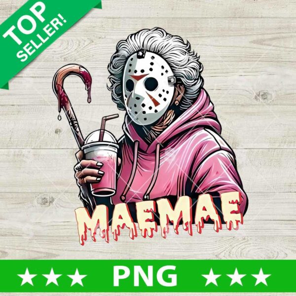 Jason Voorhees Maemae PNG, Jason Voorhees Grandma PNG, Grandma Mimi Drink Coffee Horror Sublimation PNG