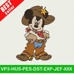Mickey Cowboy Sheriff Embroidery Designs, Mickey Cowboy Embroidery Files