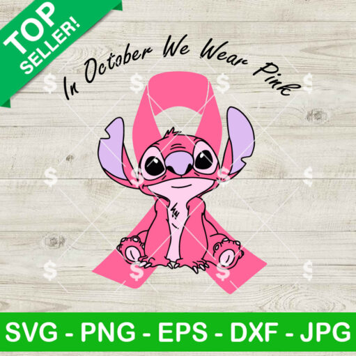 In October We Wear Pink Stitch Breast Cancer SVG