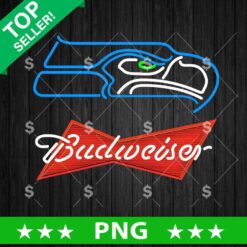 Seattle Seahawks Budweiser Logo Neon PNG, Seattle Seahawks Neon PNG, Seahawks Budweiser Sublimation PNG