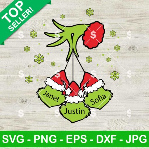 Grinch Hand Holding Ornament Custom Name SVG