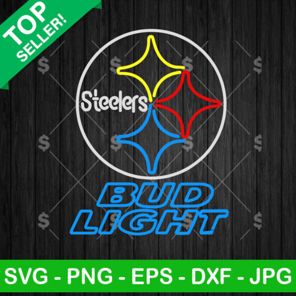 Steelers Bud Light Beer Neon Logo SVG, Steelers NFL Neon Logo SVG PNG, Steelers Bud Light Beer Logo SVG