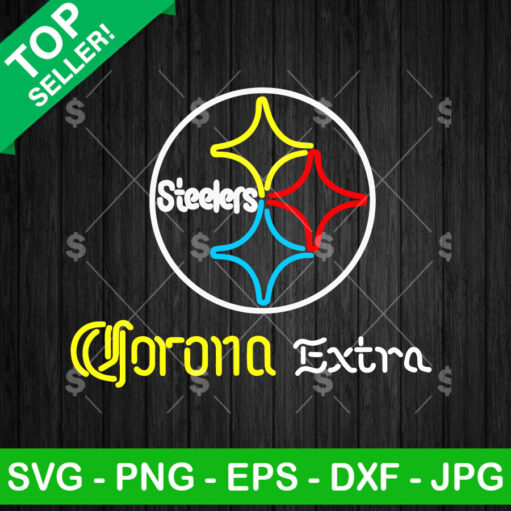 Steelers Corona Extra Beer Neon SVG