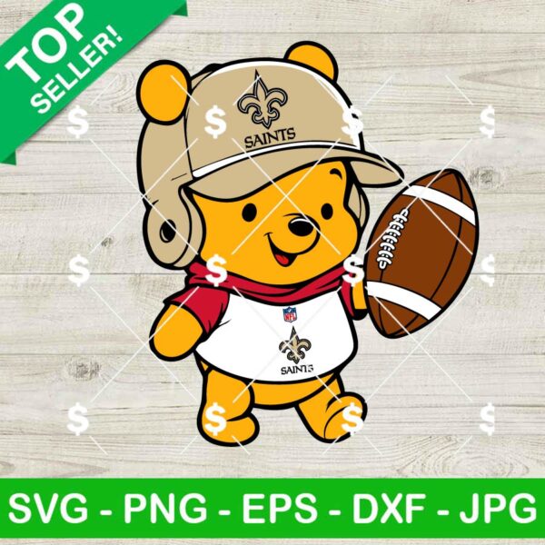 Baby Pooh Bear New Orleans Saints Football SVG, Baby Winnie The Pooh NFL SVG, New Orleans Pooh Bear Football Fan SVG