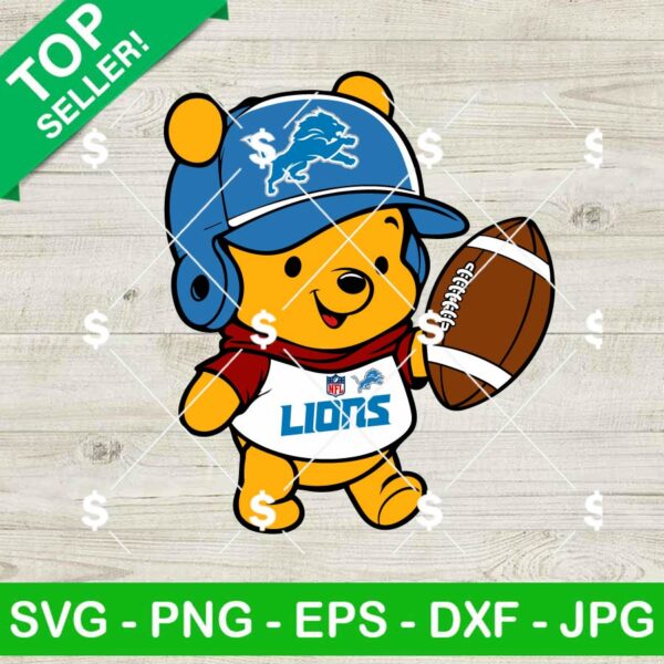 Baby Winnie The Pooh Detroit Lions Football SVG