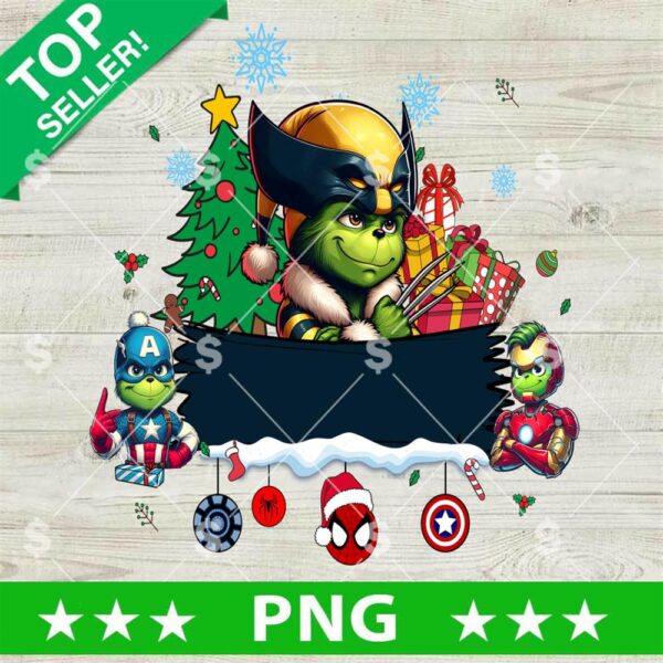 Batman Grinch Custom Name Frame PNG, Superhero Grinchmas PNG, Grinch Christmas Spiderman Sublimation Digital Download