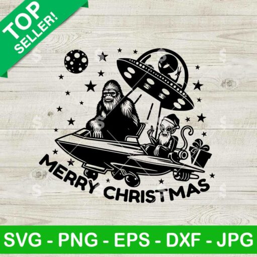 Bigfoot And Alien Christmas SVG