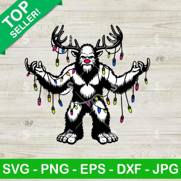 Bigfoot Reindeer Christmas SVG, Christmas Sasquatch SVG, Funny Santa Christmas SVG