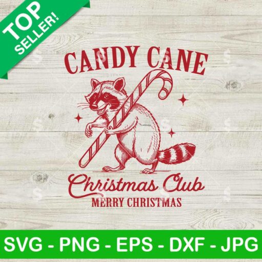 Raccoon Candy Cane Christmas Club SVG