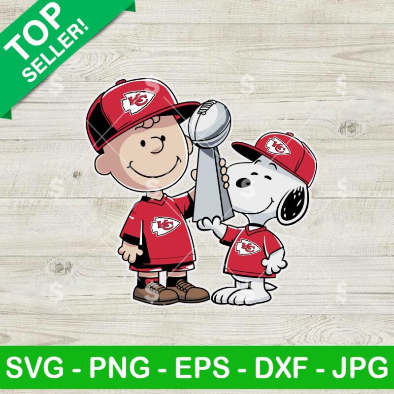 Snoopy And Charlie Brown Kansas City Chiefs SVG, Kansas City Chiefs Super Bowl SVG, Snoopy Super Bowl Cup SVG