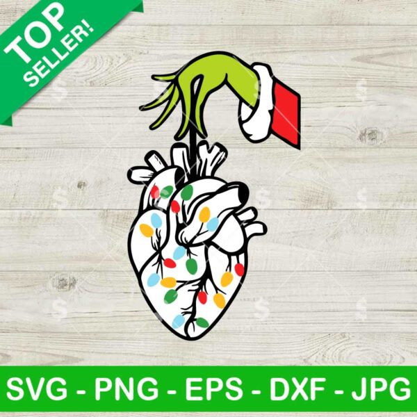 Grinch Hand Christmas Heart SVG