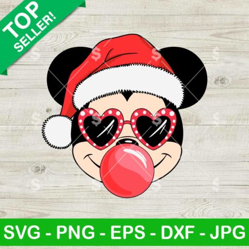 Christmas Mickey Mouse Santa Hat Blowing Bubble SVG