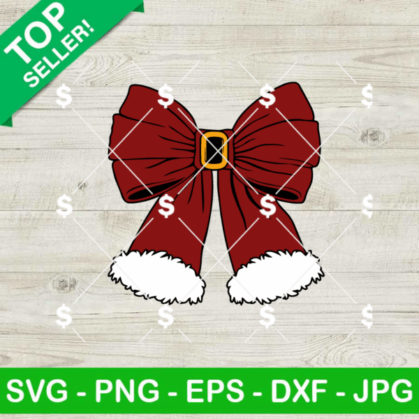 Christmas Santa Coquette Bow SVG, Santa Coquette Bow SVG, Cute Christmas SVG