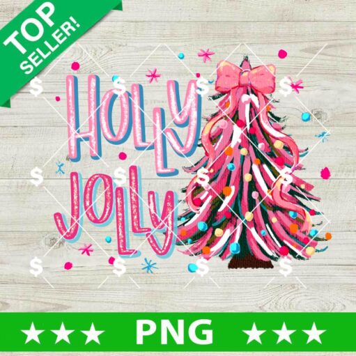 Colorful Glitter Christmas Tree Holly Jolly PNG