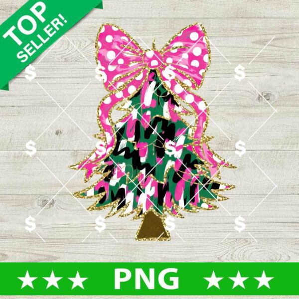 Colorful Glitter Christmas Tree PNG, Coquette Christmas Tree PNG, Christmas Girl Coquette PNG