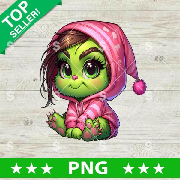 Cute Baby Grinch PNG, Grinch Christmas PNG, Grinch Baby Girl Christmas Sublimation PNG
