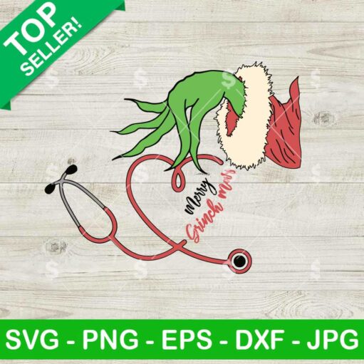 Cute Santa Grinch Stethoscope SVG