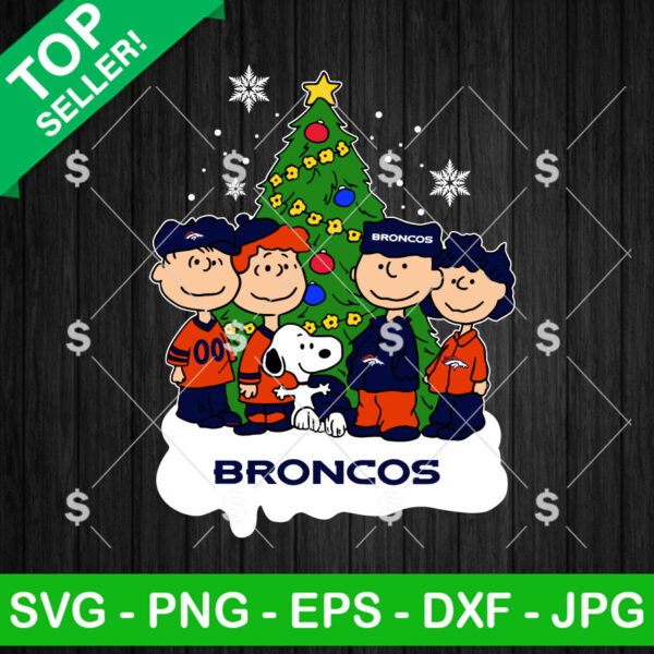Denver Broncos Snoopy Peanuts Friends Football Christmas SVG, Snoopy Football Christmas Tree SVG, The Peanuts Football SVG