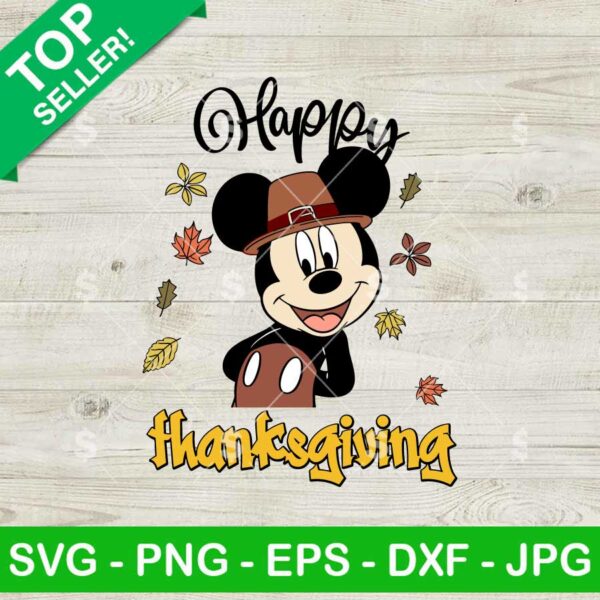 Disney Mickey Mouse Happy Thanksgiving SVG, Thanksgiving Turkey Mickey Mouse SVG, Disney Thanksgiving SVG