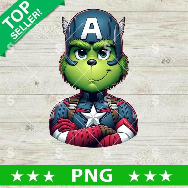 Grinch Captain America PNG, Avengers Grinchmas PNG, Superhero Christmas Sublimation