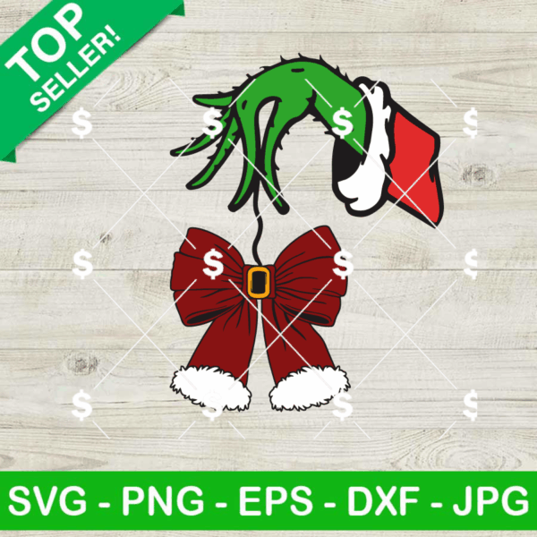 Grinch Christmas Santa Coquette Bow SVG