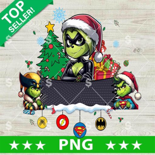 Grinch Girl Batman Superhero Christmas PNG