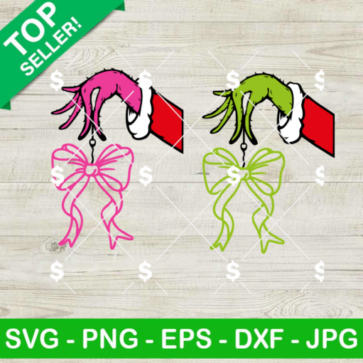 Grinch Hand Coquette Bow SVG