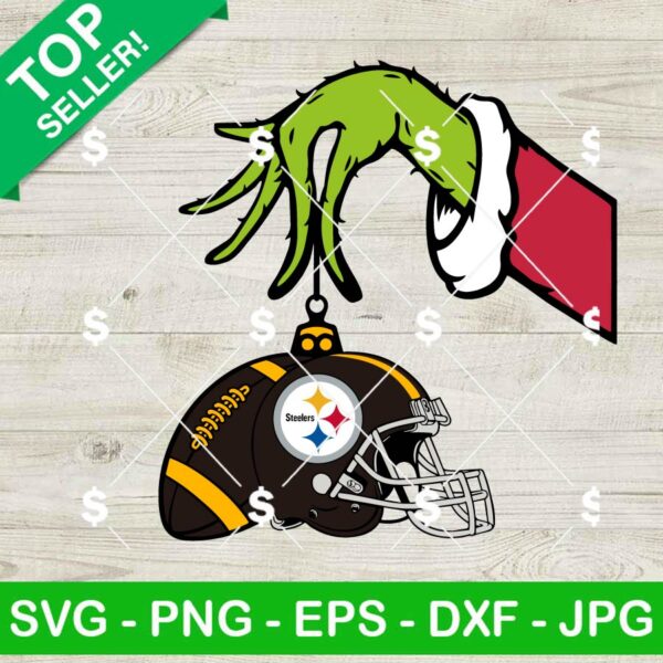 Grinch Hand Pittsburgh Steelers Football SVG, Grinch Football NFL SVG, Grinchmas Football Team SVG
