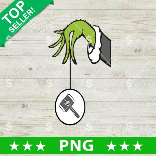 Grinch Hand Superhero Thor Ornament PNG, Grinch Superhero Christmas PNG, Marvel Christmas Sublimation