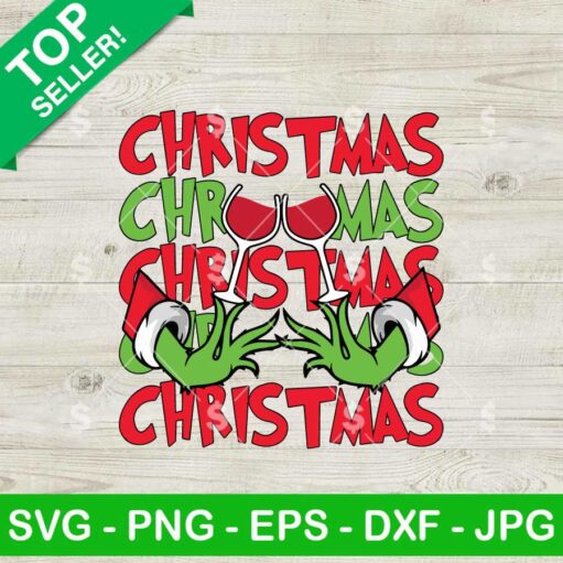 Grinch Hand Wine Glass SVG