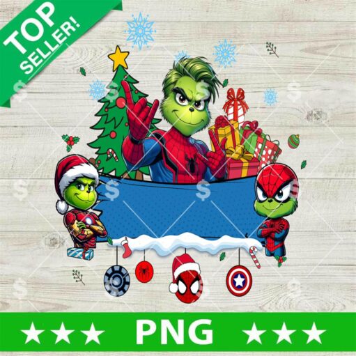 Grinch Superhero Custom Name Frame PNG