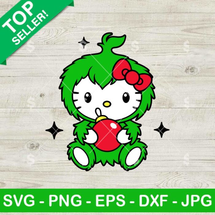 Hello Kitty Baby Grinch SVG, Baby Grinch SVG, Grinch Christmas Ornament SVG