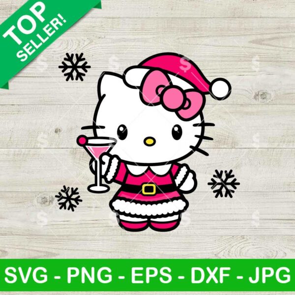Hello Kitty Christmas Cocktail SVG, Hello Kitty Santa SVG, Christmas Cocktail SVG